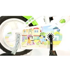 Bluey 12” otroški kolo s nosilcem za bidon in stranskimi kolesi v beli-modri-zeleni barvi – Dino Bikes kolo slika 4