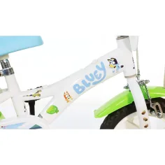Bluey 12” otroški kolo s nosilcem za bidon in stranskimi kolesi v beli-modri-zeleni barvi – Dino Bikes kolo slika 5