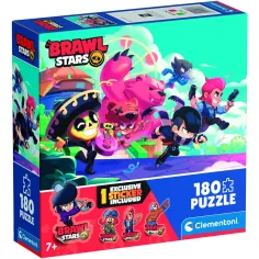 Brawl Stars Superjunaki v akciji 180 delni puzzle s nalepkami – Clementoni