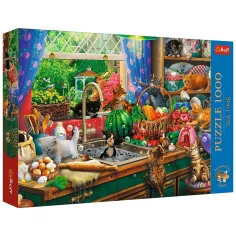 Čas za čaj Poredni mački 1000-delni premium puzzle - Trefl slika 1