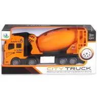 City Truck: Kovinski model štiriosnega tovornjaka s trupom mešalca betona - s svetlobnimi in zvočnimi efekti