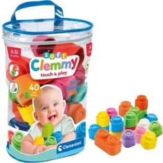 Clemmy: Mehke barvne gradbene kocke za dojenčke 40-delni set - Clementoni