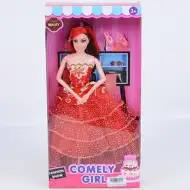Comely Girl 28cm velika modna lutka v rdeči večerni obleki z dodatki