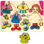 Dekliška lesena sestavljanka za oblačenje