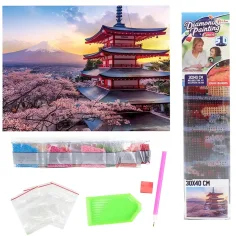Diamantni mozaik: Japonska pagoda diamantna slika set 30x40cm slika 2