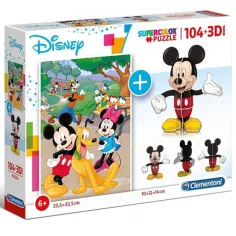 Disney: Mickey miška 104 delni puzzle + 3D Mickey model - Clementoni