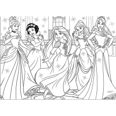 Disney Princeske 2 v 1, 60-delni maxi puzzle in pobarvanka 70x50 cm – Lisciani slika 2