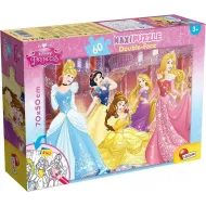 Disney Princeske 2 v 1, 60-delni maxi puzzle in pobarvanka 70x50 cm – Lisciani