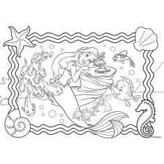Disneyjeva Ariel 2 v 1, maxi sestavljanka s 60 kosi in pobarvanka, 70x50 cm - Lisciani slika 2