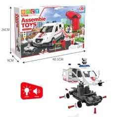DIY Naredi si sam Sestavljivo reševalno vozilo s svetlobnimi in zvočnimi efekti 63-delni komplet slika 2