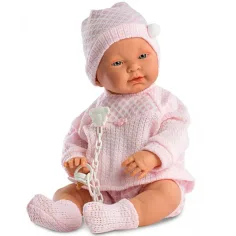 Dojenčica deklica punčka v roza obleki 45cm