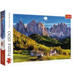 Dolina Val di Funes, Dolomiti - Italija 1500-delni puzzle -Trefl