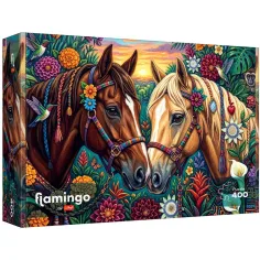 Flamingo s puzzlom Lovak okrašen z rožami 400-delni puzzle - Trefl slika 1