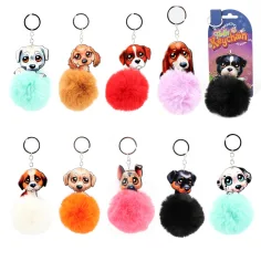 Fluffy Pom-Pom kuža ključni obeski v več različicah 1 kos slika 1