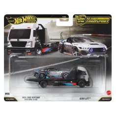 Hot Wheels: Aero Lift avto prevoznik in 2024 Ford Mustang RTR SPEC 5-FD malenkost 1/64 - Mattel