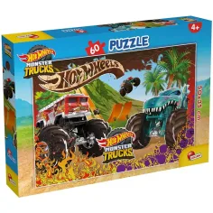 Hot Wheels Monster tovornjaki 60kosov sestavljanka 50x35cm - Lisciani