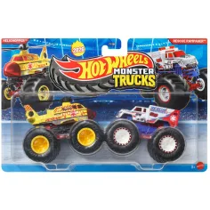 Hot Wheels Monster Trucks: Helichopper proti Rescue Rampager malih avtomobilov 2 kosa v paketu 1/64 - Mattel