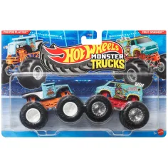 Hot Wheels Monster Trucks: Poo Poo Platter proti Fruit Smasher malih avtomobilov 2-kosni paket 1/64 - Mattel