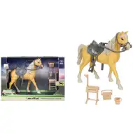 Igralni komplet z rjavim konjem, sedlom in dodatki