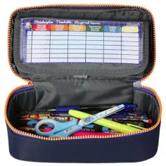 Indigo modra ovalna peresnica Spirit: My Bag z oranžno zadrgo 23 x 10 cm slika 2