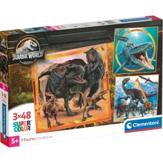 Jurassic World 3x48kos Supercolor puzzle - Clementoni