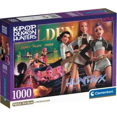 K-Pop Lovci Demonov - Zoey, Rumi in Mira 1000-delni puzzle s posterjem - Clementoni