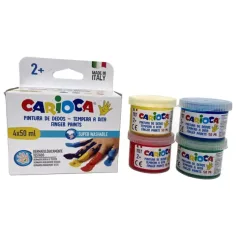 Komplet barvic za prste z različnimi barvami 4x50ml - Carioca slika 2