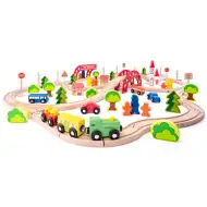 Komplet lesene železniške proge z mostom in postajališčem - Woodyland