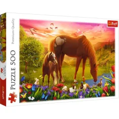 Konji na travniku 500-delni puzzle - Trefl