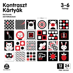 Kontrastne kartice za dojenčke od 3 do 6 mesecev, 12-delni set