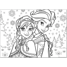 Ledeno kraljestvo Sestre 2 v 1, 60-delni maxi puzzle in pobarvanka, 70x50 cm – Lisciani slika 2