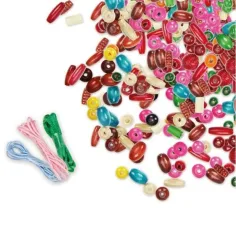LENA: 438-delni komplet lesenih pisanih biserov v plastični posodi slika 2