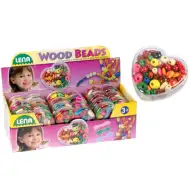 LENA: Komplet lesenih biserov v škatlici v obliki srca