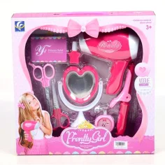 Pretty Girl roza frizerski set s škarjami in sušilnikom za lase