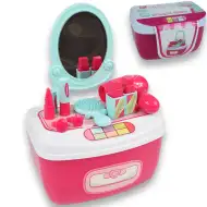 Lepotni set s toaletno mizico z ogledalom in ličili v škatli za shranjevanje