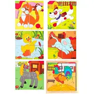 Leseni komplet pravljičnih kock z domačimi živalmi