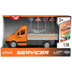 Luna: Serviser tovornjak za vzdrževanje ceste z lučjo, zvokom in prometnimi znaki 1/16 slika 1