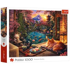 Mačka v sakura vrtu 1000-delni puzzle - Trefl slika 1