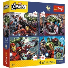 Marvel Maščevalci - 4 x 88 delni Premium Plus Kids puzzle - Trefl