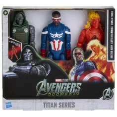 Maščevalci Titan Hero: Doomsday Doctor Doom, Stotnik Amerika in Človeška bakla, komplet akcijskih figur, 29 cm – Hasbro