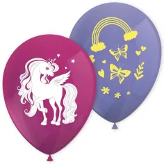 Mavrični unikatni vzorec vijolično-roza balon 8-delni set