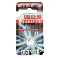 Maxell: Alkalna litijeva okrogla baterija CR1216 v blister pakiranju