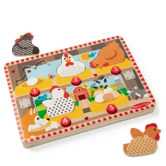 Melissa&Doug Potisni do Pop Sestavljanka – Srečne kokoši lesena razvojna sestavljanka - Spin Master slika 5