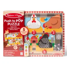 Melissa&Doug Potisni do Pop Sestavljanka – Srečne kokoši lesena razvojna sestavljanka - Spin Master