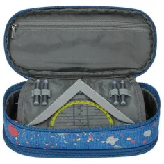 Modra ovalna peresnica Spirit: z jeans vzorcem in slikarskimi pikami 23 x 10cm slika 2