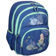Modra zaobljena ergonomska šolska torba, nahrbtnik Spirit: Motiv morske deklice 40 x 20 x 18 cm