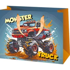 Monster Truck vzorovana ekskluzivna velika darilna torba 26x13x33cm