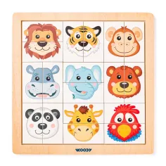 Montessori Safari živalska glava lesena sestavljanka - Woodyland