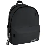 Must: Zaobljena črna šolska torba, nahrbtnik s štirimi predelki 32 x 19 x 42 cm