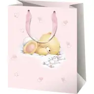 Normalno velika darilna vrečka roza barve medvedek 11x15x6cm